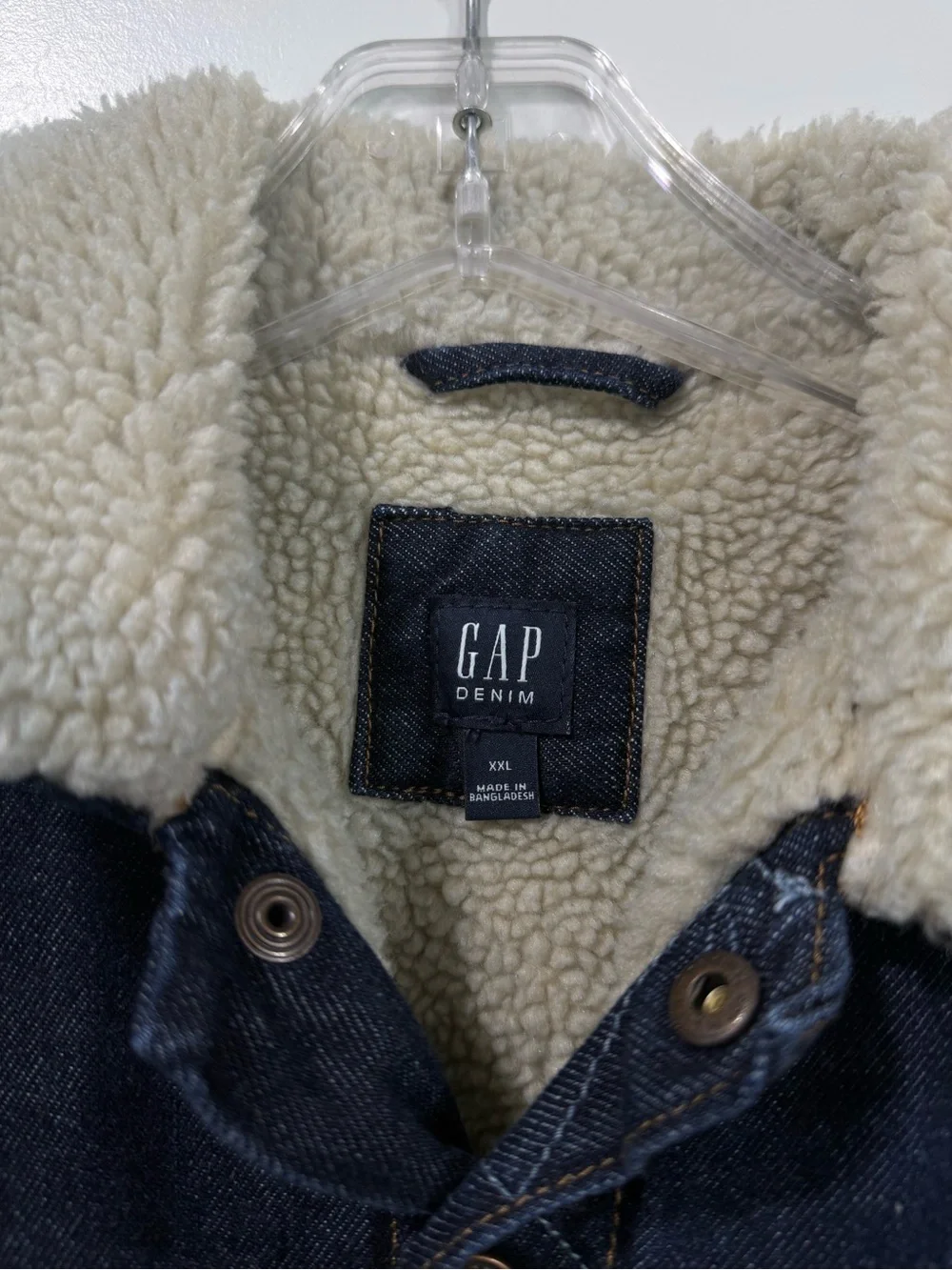 GAP Boy’s Dark Blue Denim Jacket with Cream Sherpa Collar